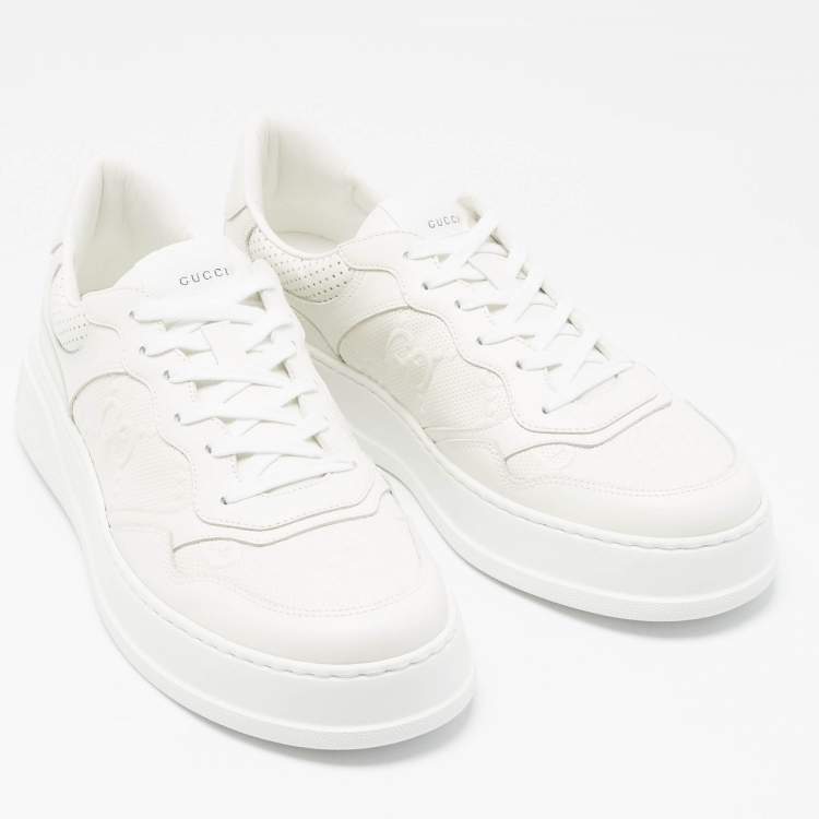 Pre Owned Gucci Off White Jumbo GG Leather Chunky B Sneakers Size 45
