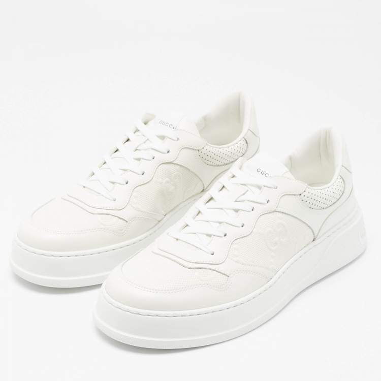Pre Owned Gucci Off White Jumbo GG Leather Chunky B Sneakers Size 45