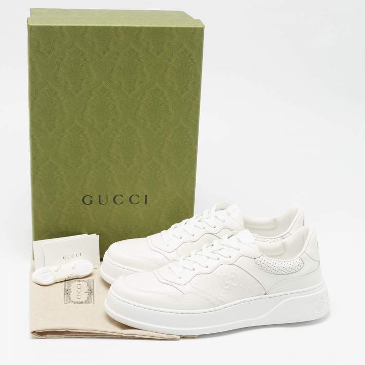 Pre Owned Gucci Off White Jumbo GG Leather Chunky B Sneakers Size 45