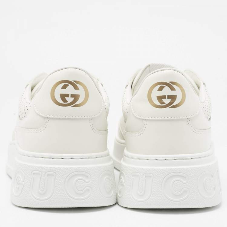 Pre Owned Gucci Off White Jumbo GG Leather Chunky B Sneakers Size 45