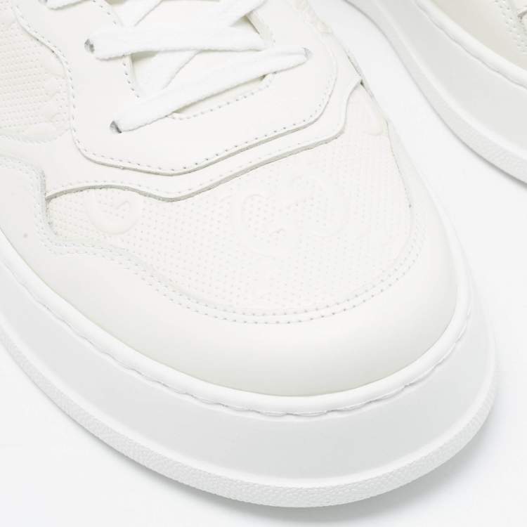 Pre Owned Gucci Off White Jumbo GG Leather Chunky B Sneakers Size 45