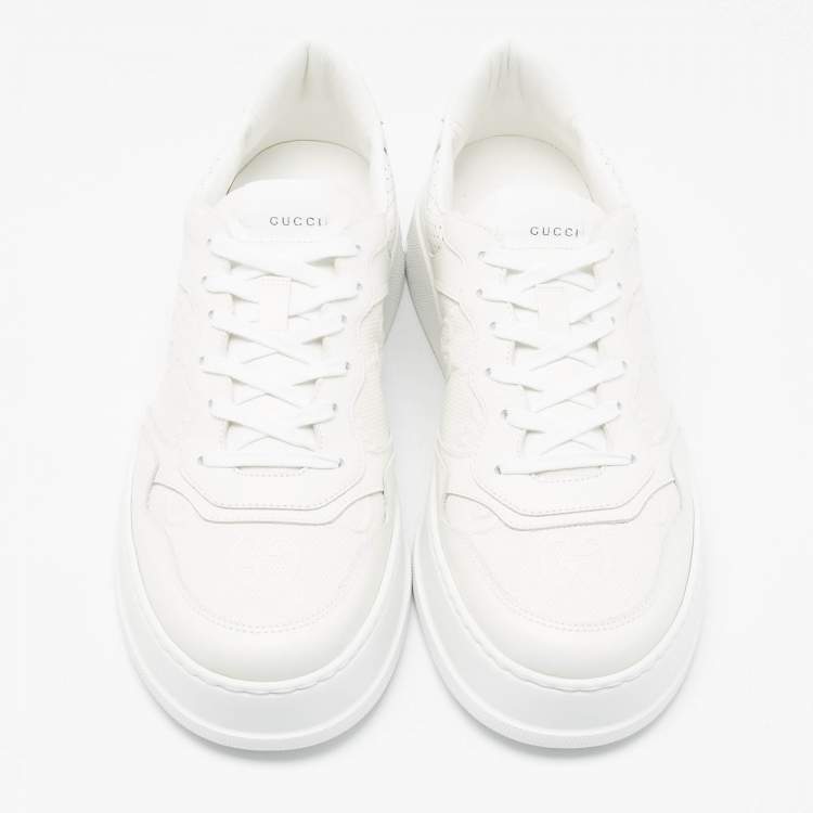 Pre Owned Gucci Off White Jumbo GG Leather Chunky B Sneakers Size 45