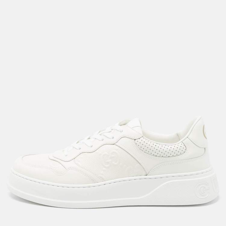 Pre Owned Gucci Off White Jumbo GG Leather Chunky B Sneakers Size 45
