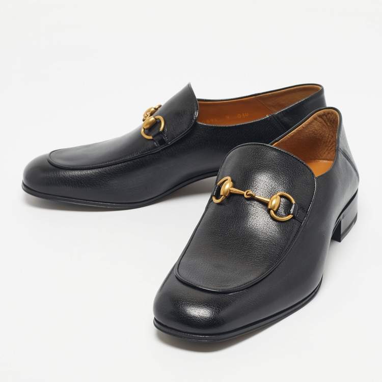 Pre Owned Gucci Black Leather Horsebit Foldable Loafers Size 43