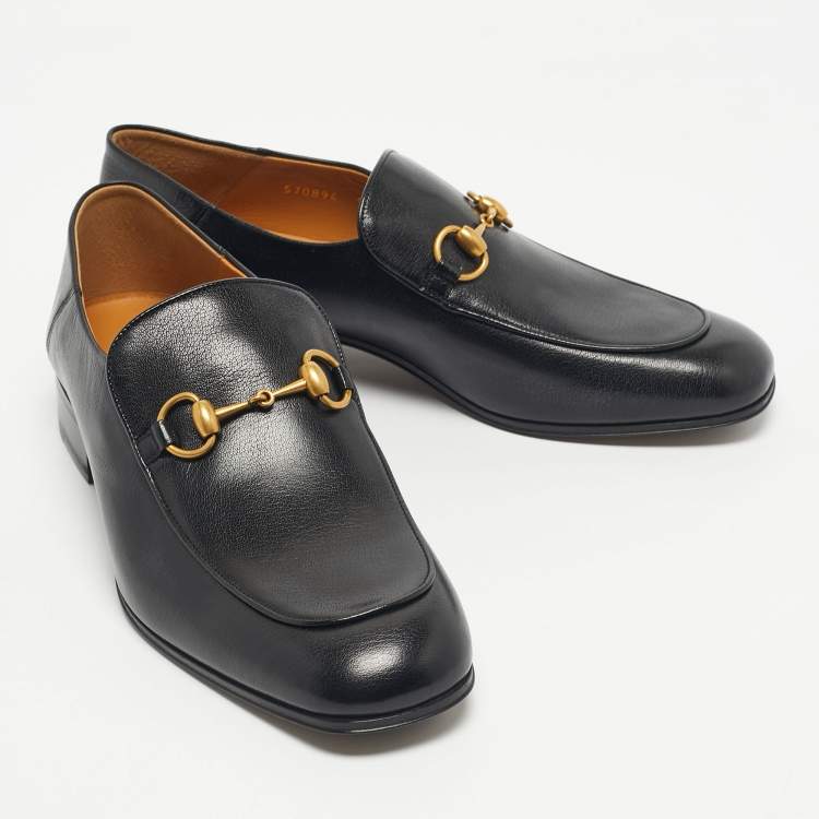 Pre Owned Gucci Black Leather Horsebit Foldable Loafers Size 43