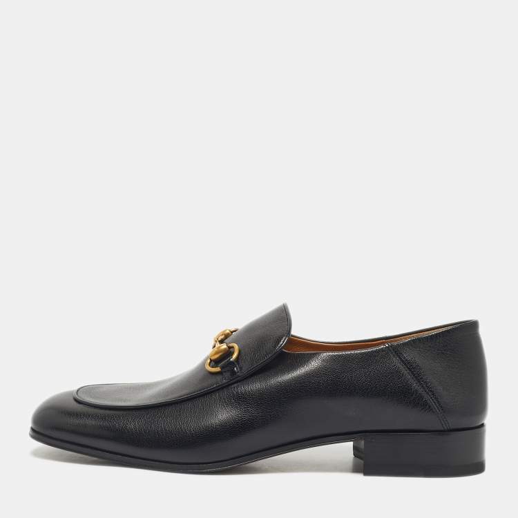 Pre Owned Gucci Black Leather Horsebit Foldable Loafers Size 43