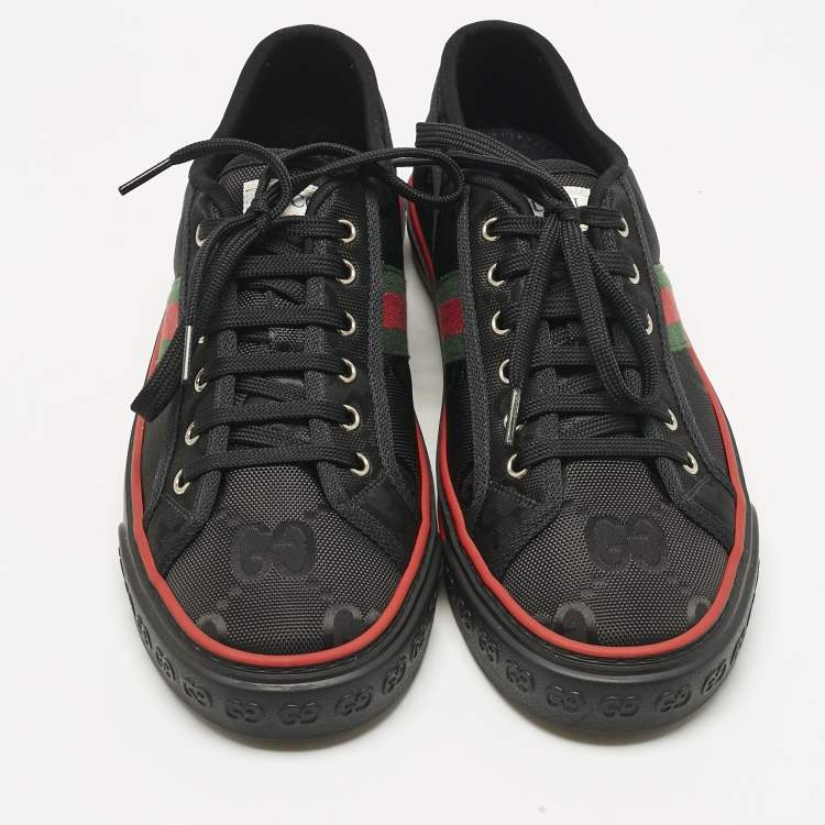 Pre Owned Gucci Black Jumbo GG Canvas Tennis 1977 Sneakers Size 43