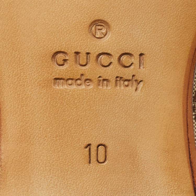 Pre Owned Gucci Beige/Brown GG Canvas Jordaan Horsebit Loafers Size 44