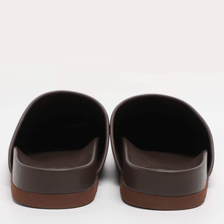 Pre Owned Gucci Beige Coated Canvas Horsebit Slippers Size 46