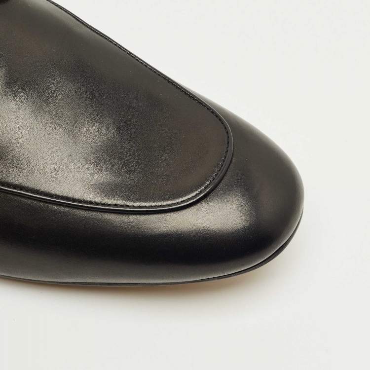 Pre Owned حذاء فلات برينستاون جلد أسود غوتشي مقاس 43.5