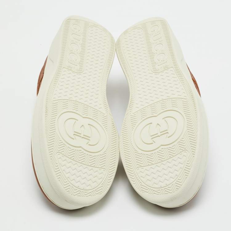 Pre Owned Gucci Brown Jumbo GG Embossed Leather Chunky B Sneakers Size 41.5