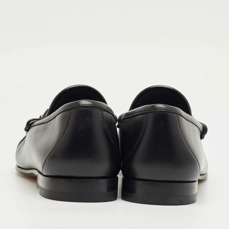 Pre Owned Gucci Black Leather 1953 Horsebit Loafers Size 42