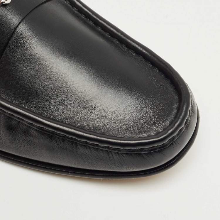 Pre Owned Gucci Black Leather 1953 Horsebit Loafers Size 42