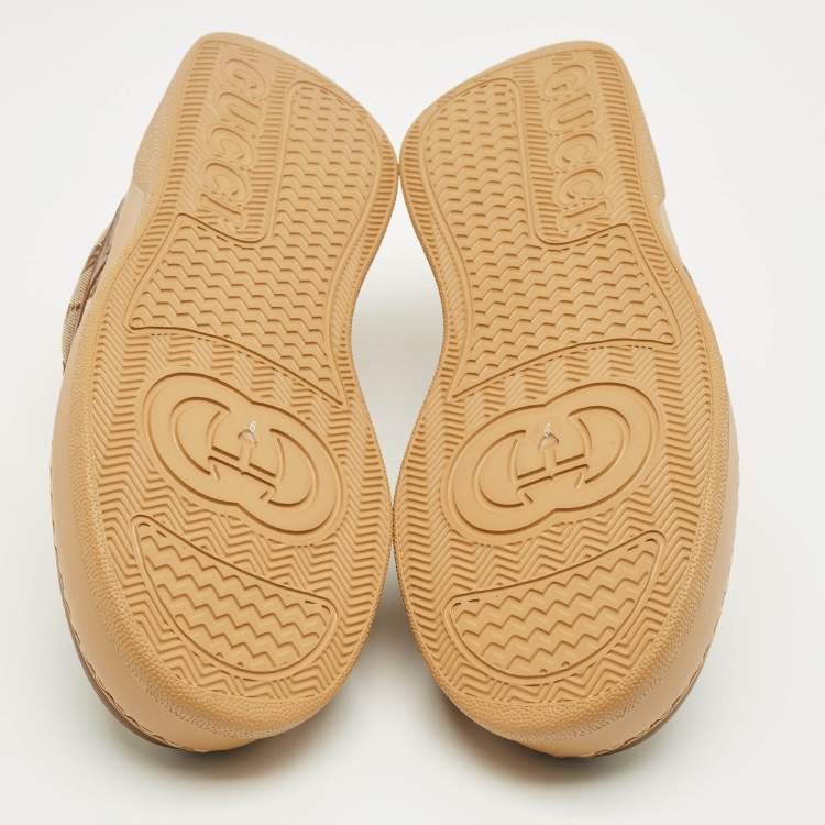 مملوكة مسبقًا Gucci Beige/Brown GG Canvas and Leather Chunky B Sneakers Size 43