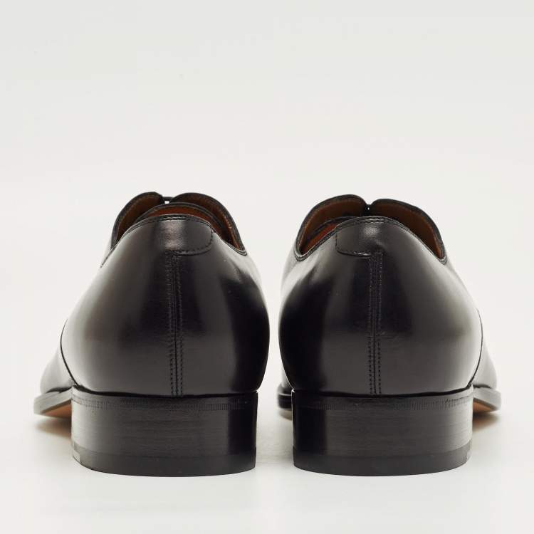 Pre Owned Gucci Black Leather Brogue Oxfords Size 43.5