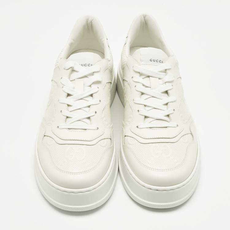 Pre Owned Gucci Off White Jumbo GG Leather Chunky B Sneakers Size 44.5