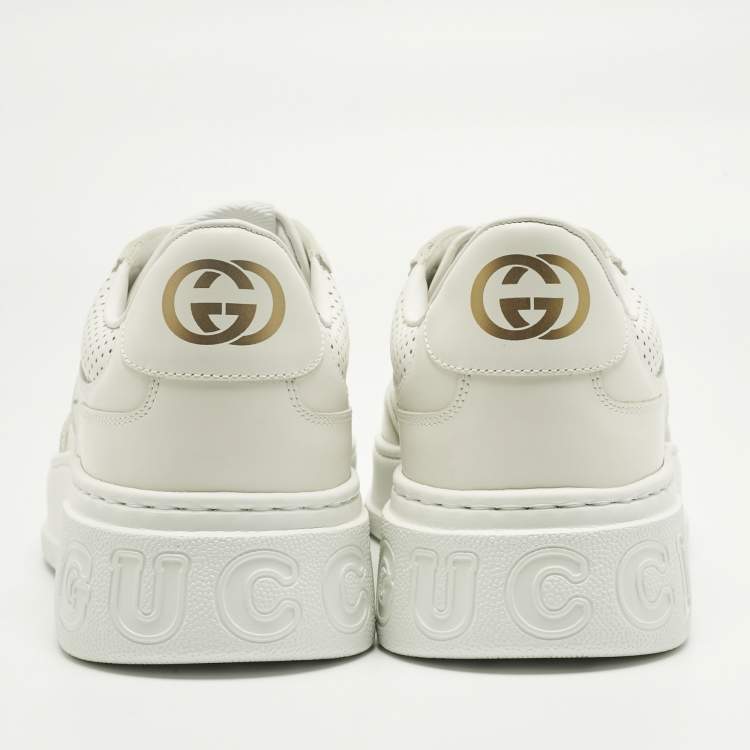 Pre Owned Gucci Off White Jumbo GG Leather Chunky B Sneakers Size 44.5