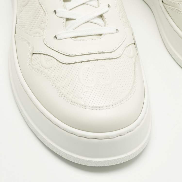 Pre Owned Gucci Off White Jumbo GG Leather Chunky B Sneakers Size 44.5
