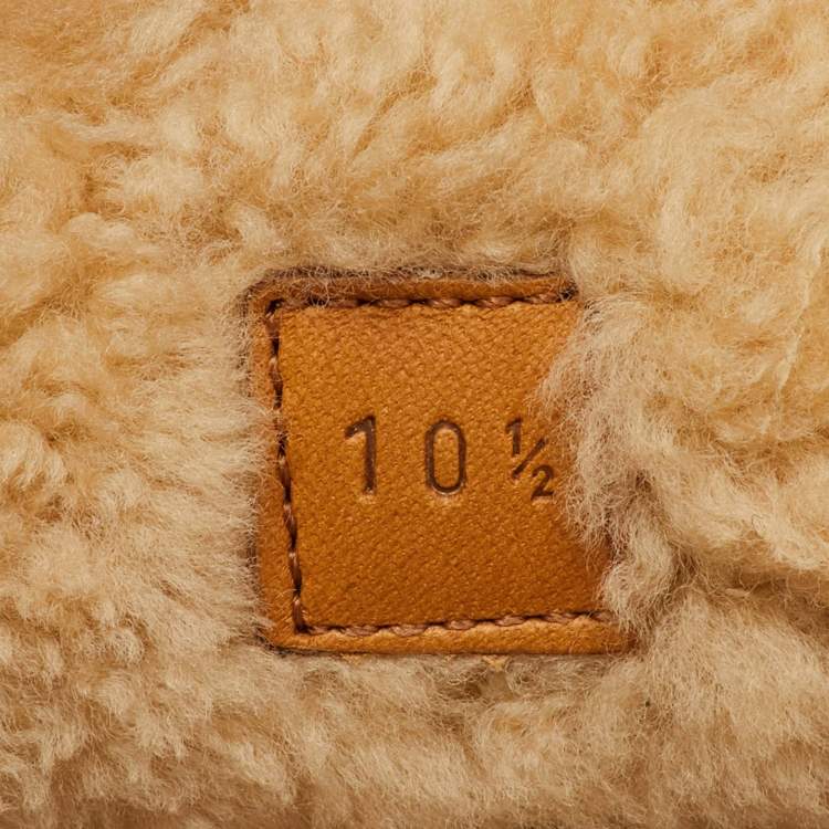 Pre Owned Gucci Fria Horsebit Size 44.5 Beige/Black Wool GG Slip On Loafers