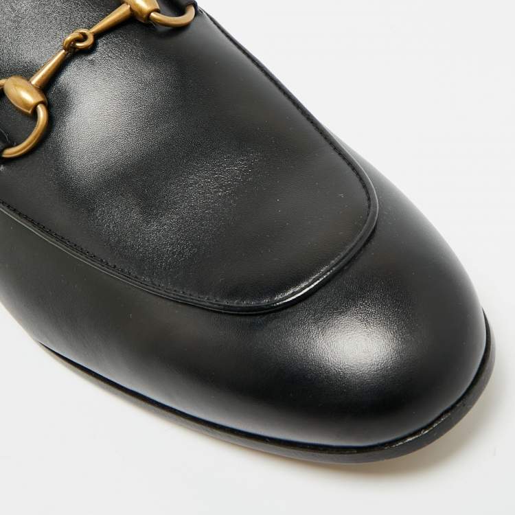 Pre Owned Gucci Jordaan Size 44.5 Black Leather Loafers