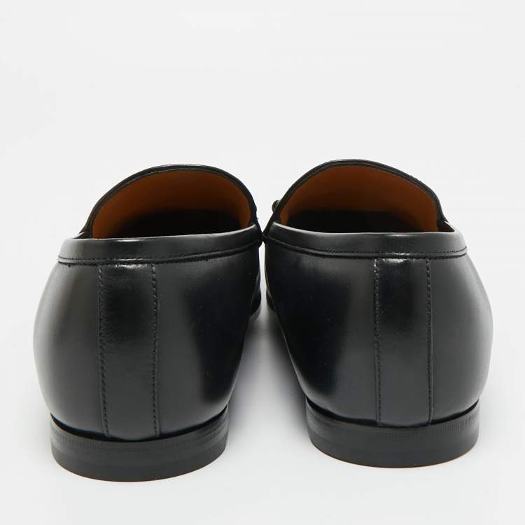 Pre Owned Gucci Jordaan Size 44.5 Black Leather Loafers