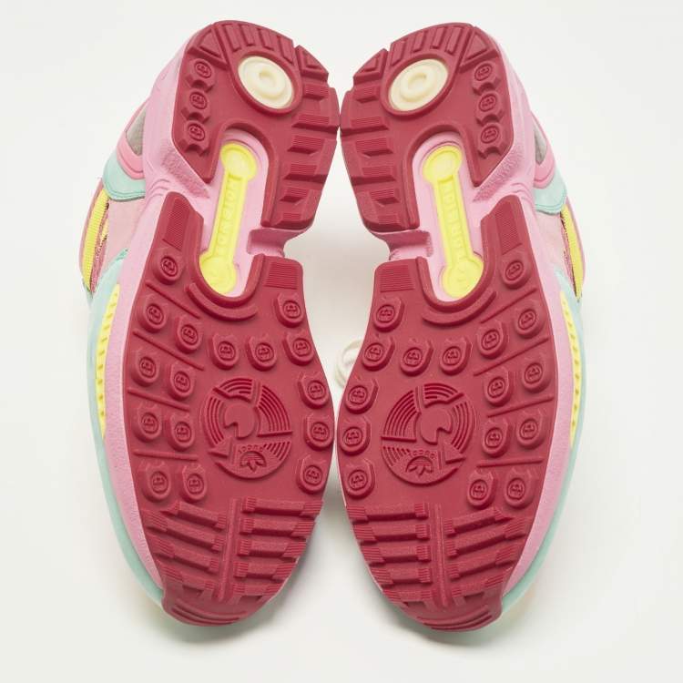 Pre Owned Gucci ZX 8000 Size 37.5 Multicolor Fabric and Suede Lace Up Sneakers