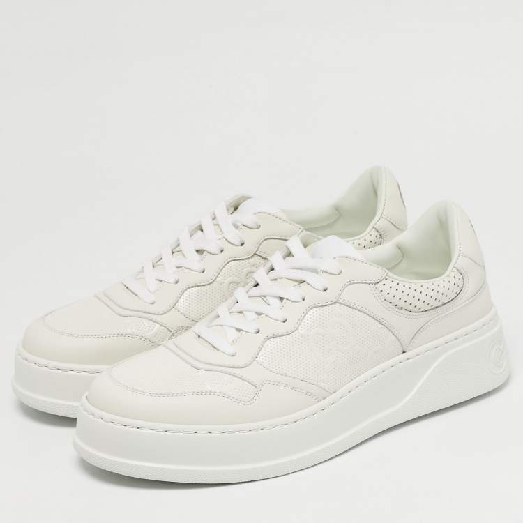 Pre Owned Gucci Chunky B Size 41.5 White GG Leather Low Top Sneakers