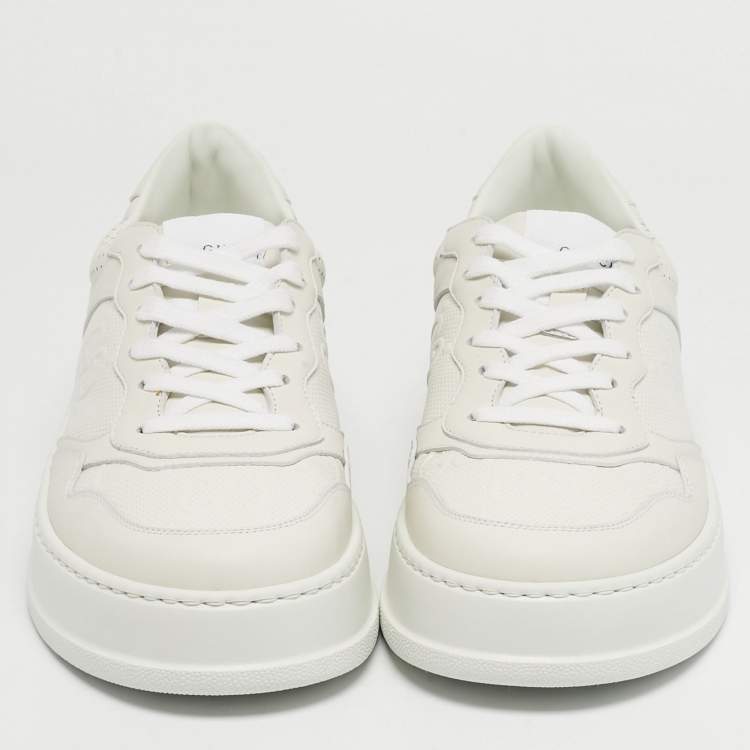 Pre Owned Gucci Chunky B Size 41.5 White GG Leather Low Top Sneakers