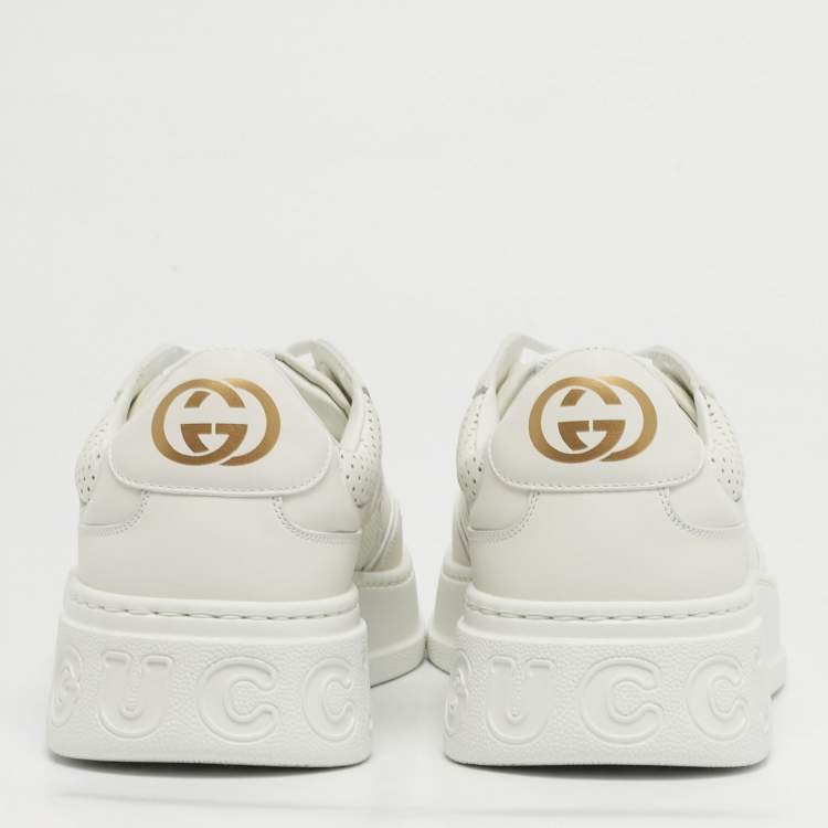 Pre Owned Gucci Chunky B Size 41.5 White GG Leather Low Top Sneakers