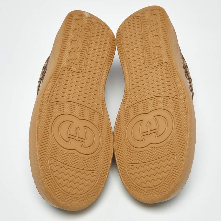 مملوكة مسبقًا Gucci GG Supreme Size 44 Brown Canvas and Leather Lace Up Sneakers