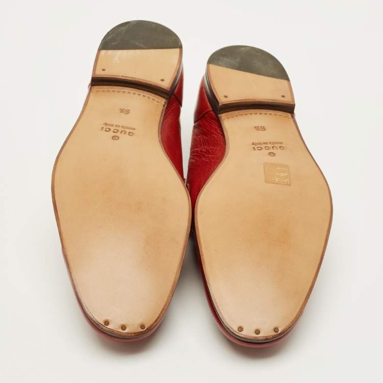 Pre Owned Gucci Horsebit Size 43.5 Orange Leather Penny Loafers