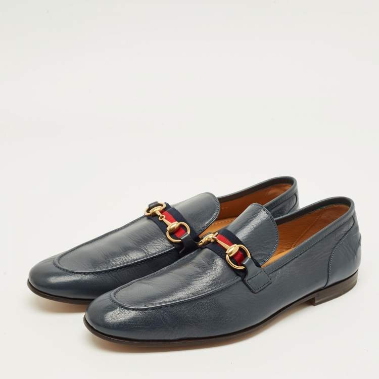 Pre Owned Gucci Horsebit Size 43.5 Blue Leather Penny Loafers