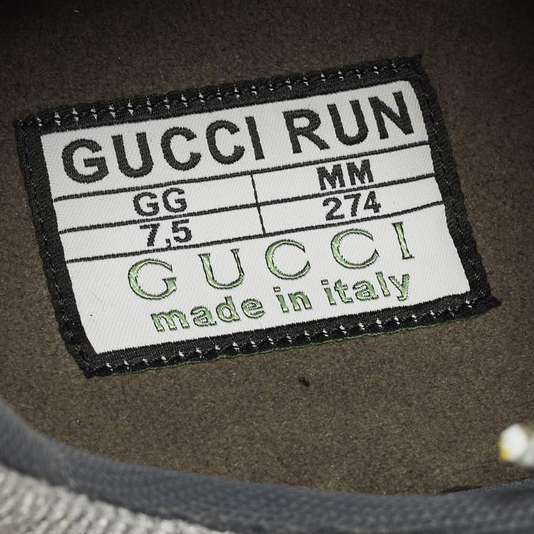 Pre Owned Gucci Run Size 41.5 Blue/Grey Nubuck Leather and Mesh Low Top Sneakers