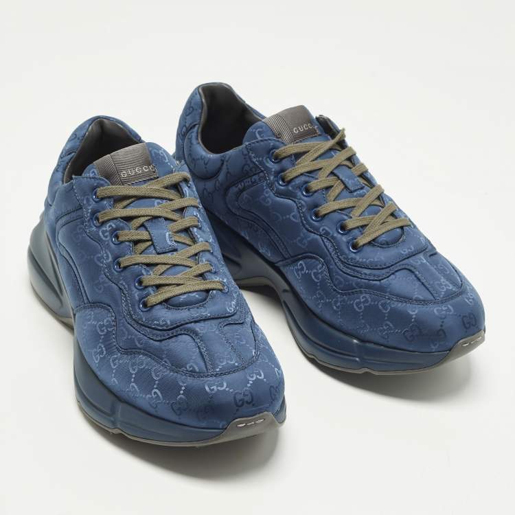 مملوكة مسبقًا حذاء رياضي غوتشي منخفض من أعلى أن واي يانكيز ريتون جلد أبيض ميستيك مقاس 41