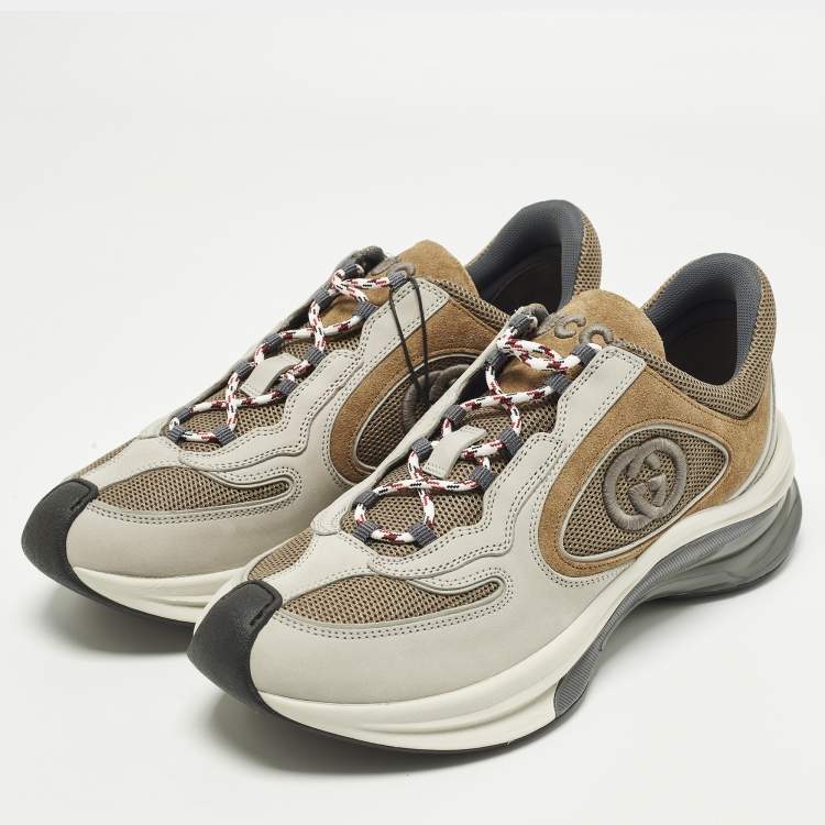 مملوكة مسبقًا حذاء رياضي غوتشي قماش محبوك أبيض للجري مقاس 43.5