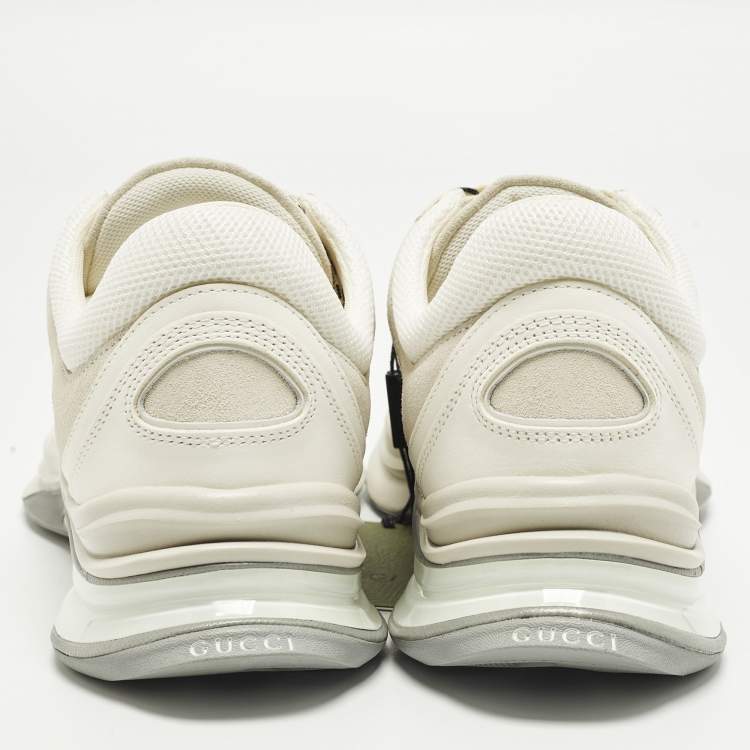 مملوكة مسبقًا حذاء رياضي غوتشي قماش محبوك أبيض للجري مقاس 43.5