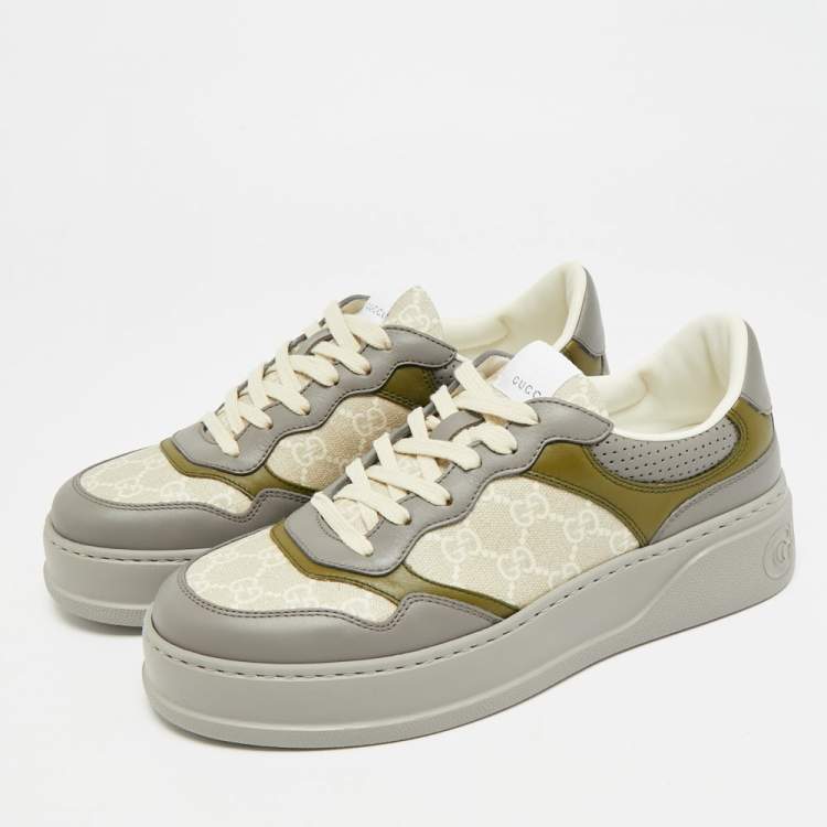 مملوكة مسبقًا Gucci Chunky B Size 41.5 Multicolor Leather and GG Supreme Canvas Low Top Sneakers