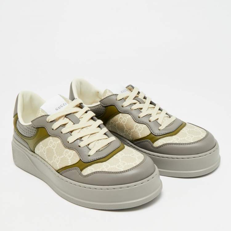 مملوكة مسبقًا Gucci Chunky B Size 41.5 Multicolor Leather and GG Supreme Canvas Low Top Sneakers