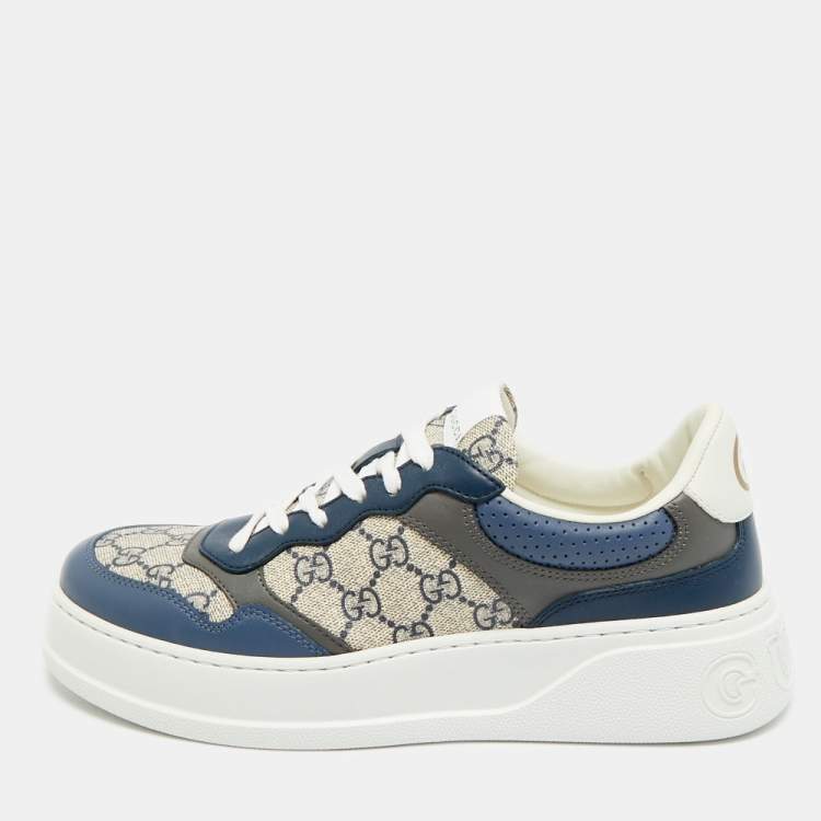 Pre Owned Gucci Chunky B Size 41.5 Multicolor Leather and GG Supreme Canvas Low Top Sneakers