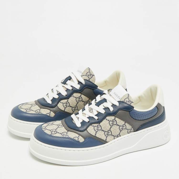 Pre Owned Gucci Chunky B Size 41.5 Multicolor Leather and GG Supreme Canvas Low Top Sneakers