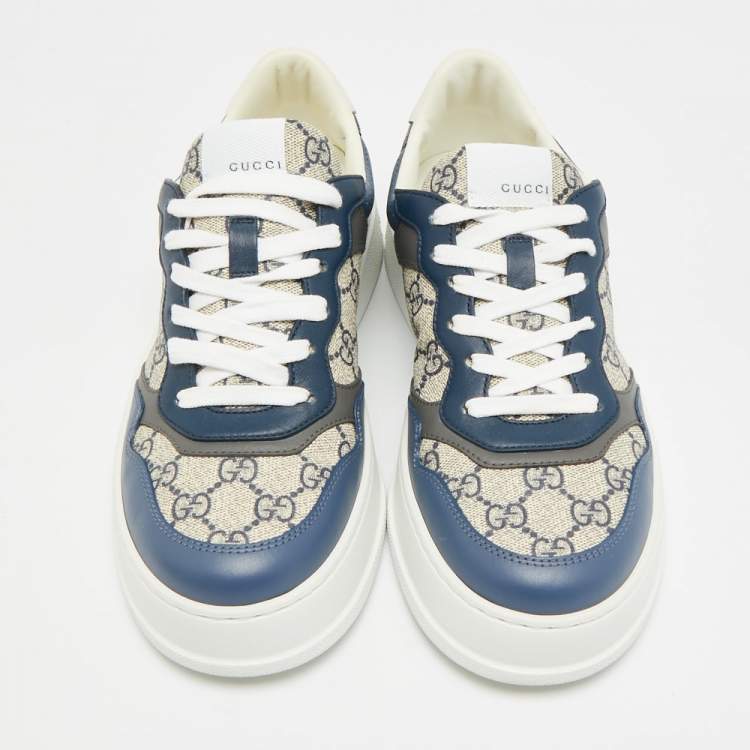 Pre Owned Gucci Chunky B Size 41.5 Multicolor Leather and GG Supreme Canvas Low Top Sneakers