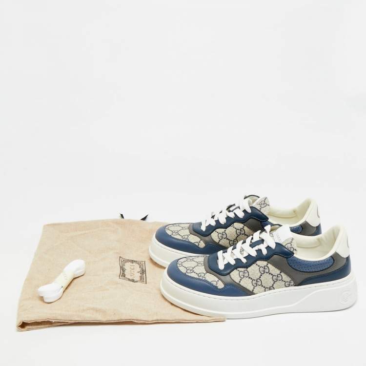 Pre Owned Gucci Chunky B Size 41.5 Multicolor Leather and GG Supreme Canvas Low Top Sneakers