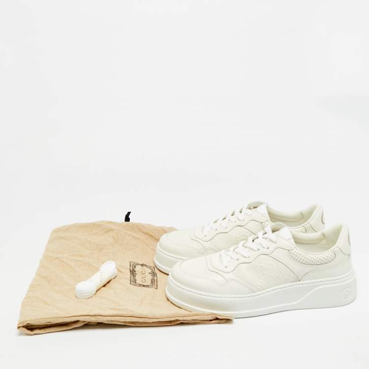 مملوكة مسبقًا Gucci Chunky B Size 41.5 Off White Jumbo GG Leather Low Top Sneakers