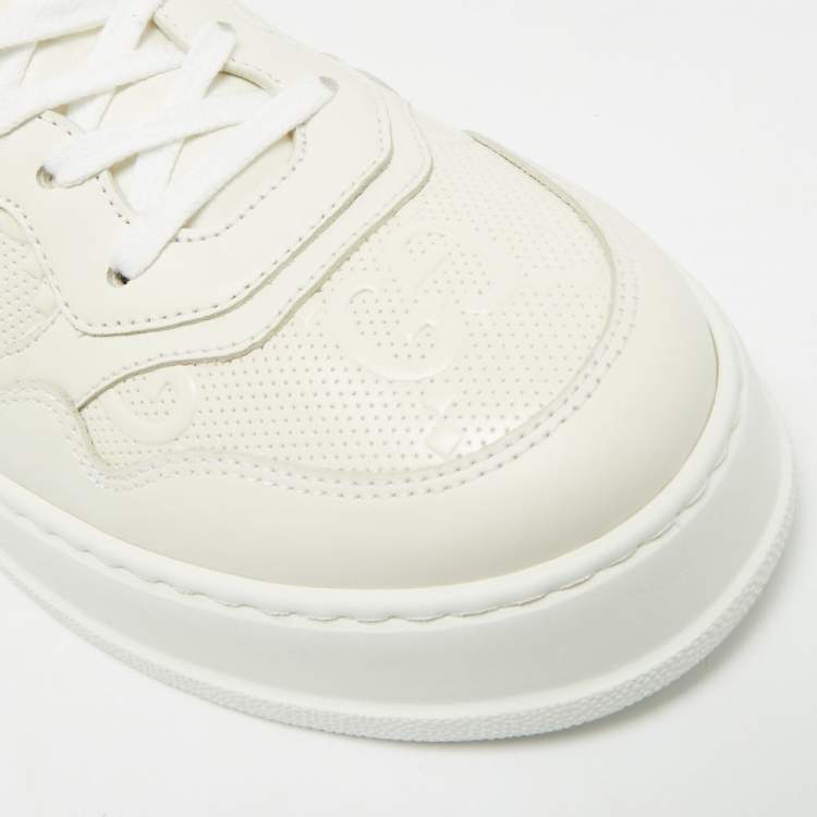 مملوكة مسبقًا Gucci Chunky B Size 41.5 Off White Jumbo GG Leather Low Top Sneakers