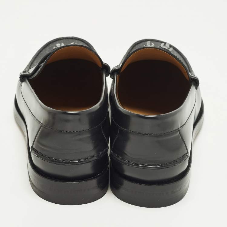 Pre Owned Gucci Millennial Ribot Size 43 Black GG Supreme Canvas and Leather Tassel Loafers