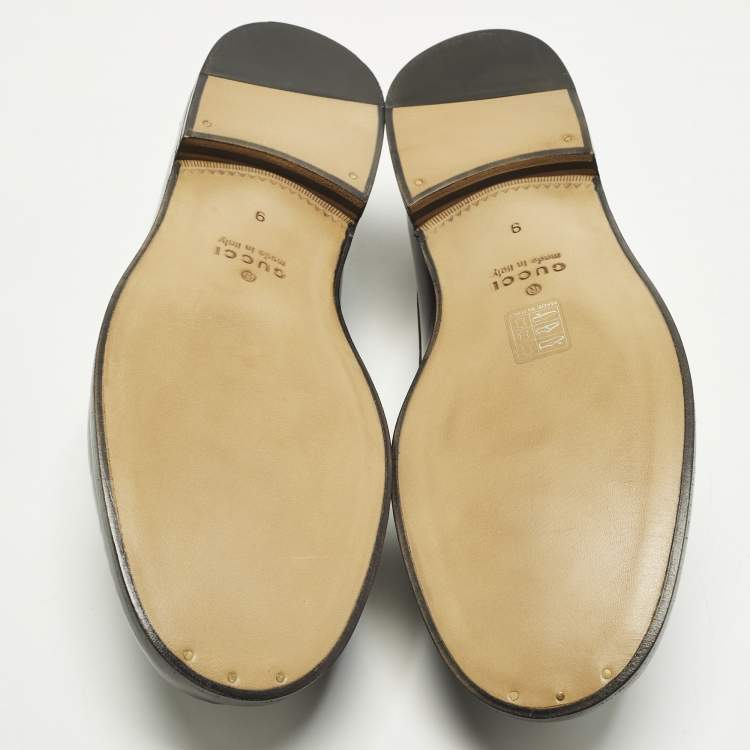 Pre Owned Gucci Millennial Ribot Size 43 Black GG Supreme Canvas and Leather Tassel Loafers