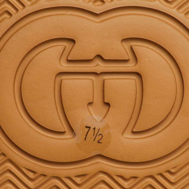 Pre Owned Gucci Screener Size 41.5 Beige/Brown GG Canvas and Leather Low Top Sneakers