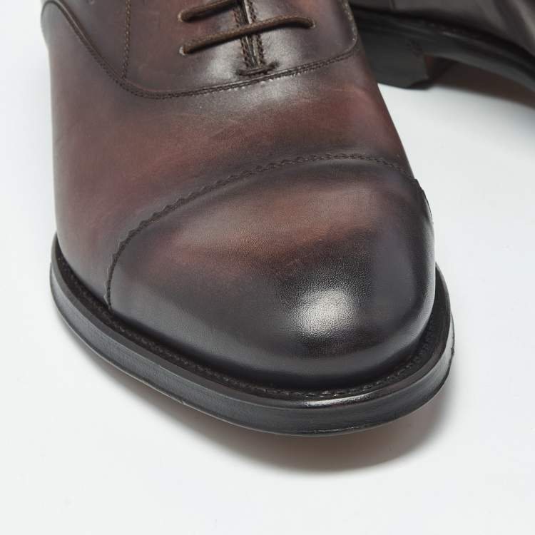 Pre Owned Gucci Size 45 Brown Leather Lace Up Oxfords