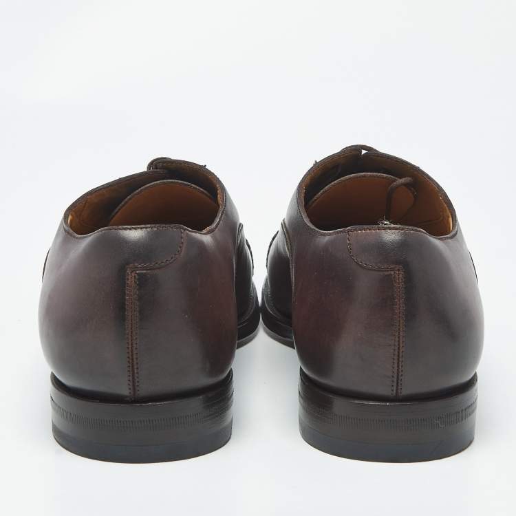 Pre Owned Gucci Size 45 Brown Leather Lace Up Oxfords