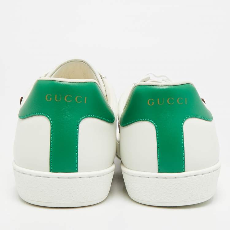 Pre Owned Gucci Ace Tiger Embroidered Size 43 White Leather Low Top Sneakers